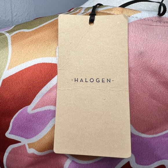 NWT Halogen Abstract Floral Print Cap Sleeve Blouse Pink Orange Lightweight XS - Picture 4 of 11